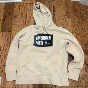 American Eagle Outfitters Men's Cream Hoodie Size Medium